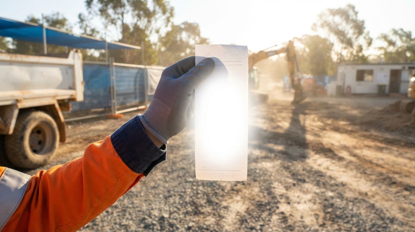 A docket photo with sun glare across the paper
