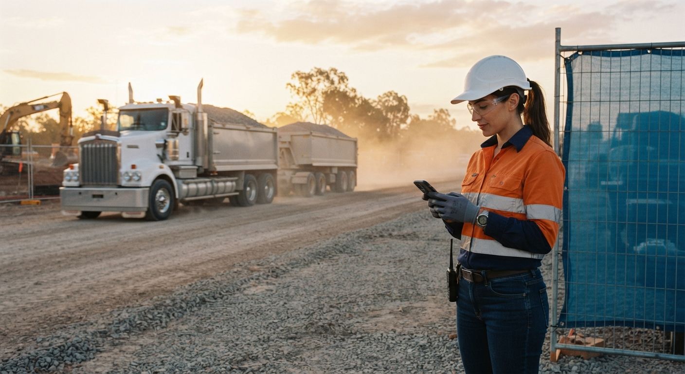 The truck leaves the site at sunrise