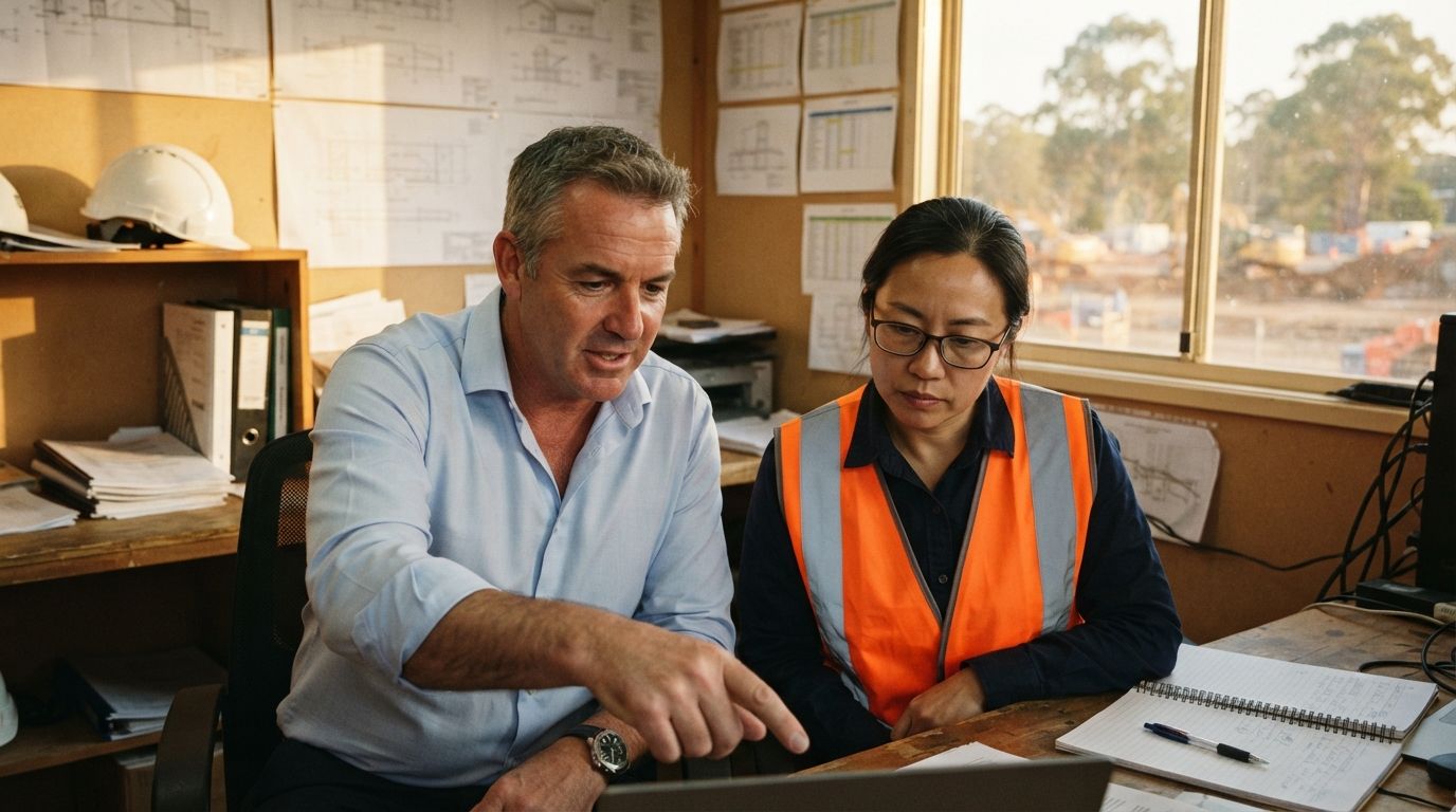 A commercial manager and a project manager at month end