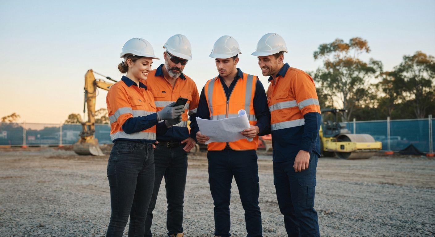 A civil crew on site at first light